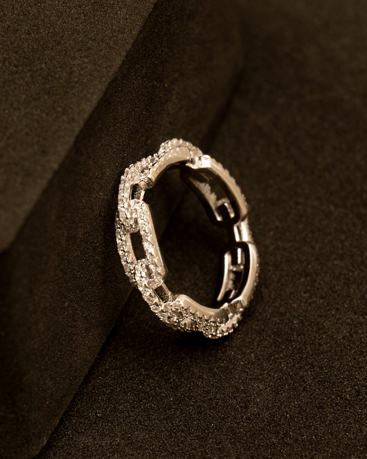 Creative lock chain ladies zircon ring